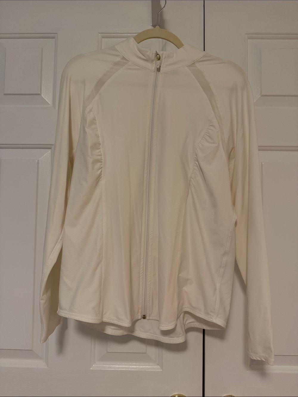 Women's Cream Zip-Front Utility Jacket